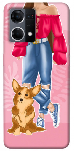 Чохол itsPrint Girl and corgi для Oppo Reno 7 4G