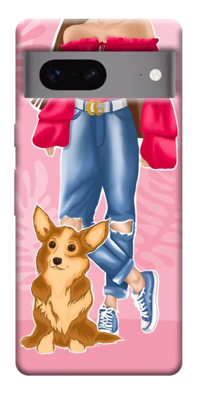 Чохол itsPrint Girl and corgi для Google Pixel 7, тварини, купити оптом з доставкою