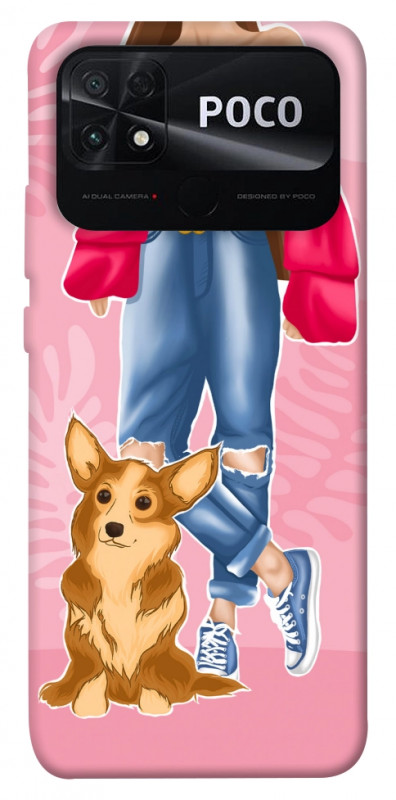 Чехол itsPrint Girl and corgi для Xiaomi Poco C40, lifestyle, купить оптом с доставкой
