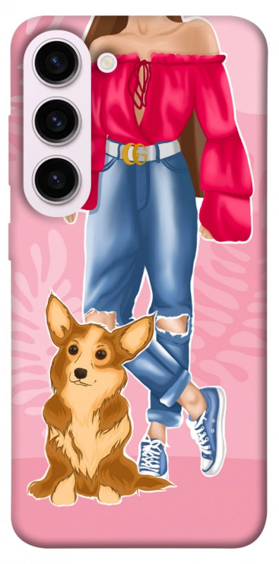 Чохол itsPrint Girl and corgi для Samsung Galaxy S23+, lifestyle, купити оптом з доставкою