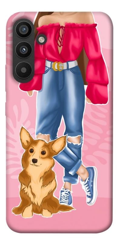 Чохол itsPrint Girl and corgi для Samsung Galaxy A34 5G, тварини, купити оптом з доставкою
