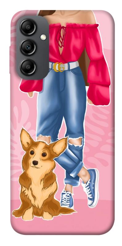 Чохол itsPrint Girl and corgi для Samsung Galaxy A14 4G/5G, тварини, купити оптом з доставкою