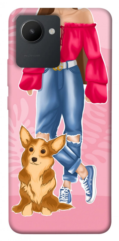 Чехол itsPrint Girl and corgi для Realme C30s, lifestyle, купить оптом с доставкой