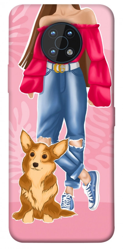 Чехол itsPrint Girl and corgi для Nokia G50, lifestyle, купить оптом с доставкой