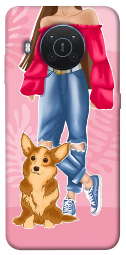 Чехол itsPrint Girl and corgi для Nokia X10 / X20