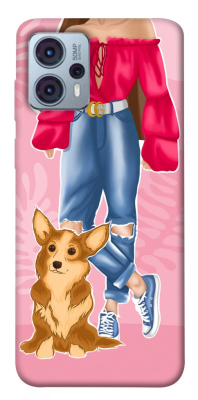 Чехол itsPrint Girl and corgi для Motorola Moto G23, lifestyle, купить оптом с доставкой