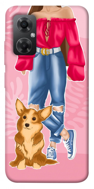 Чехол itsPrint Girl and corgi для Xiaomi Redmi Note 11R, lifestyle, купить оптом с доставкой