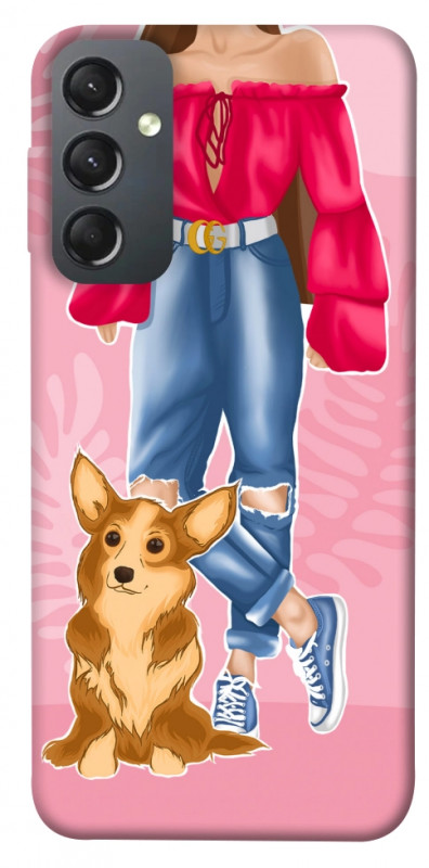 Чехол itsPrint Girl and corgi для Samsung Galaxy A24 4G, lifestyle, купить оптом с доставкой