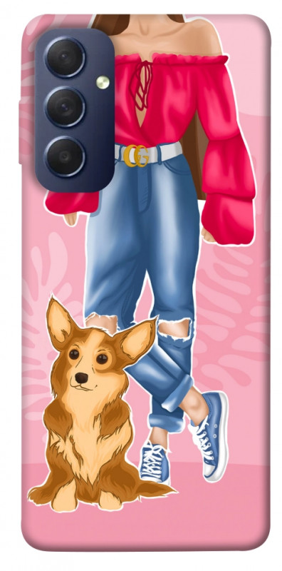 Чехол itsPrint Girl and corgi для Samsung Galaxy M54 5G, lifestyle, купить оптом с доставкой