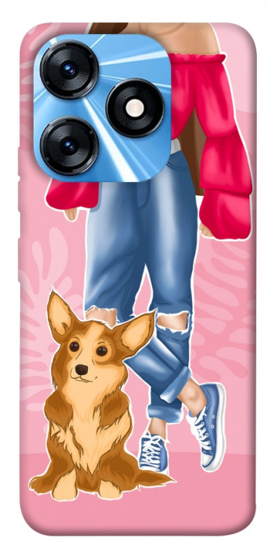 Чехол itsPrint Girl and corgi для TECNO Spark 10 Pro, lifestyle, купить оптом с доставкой