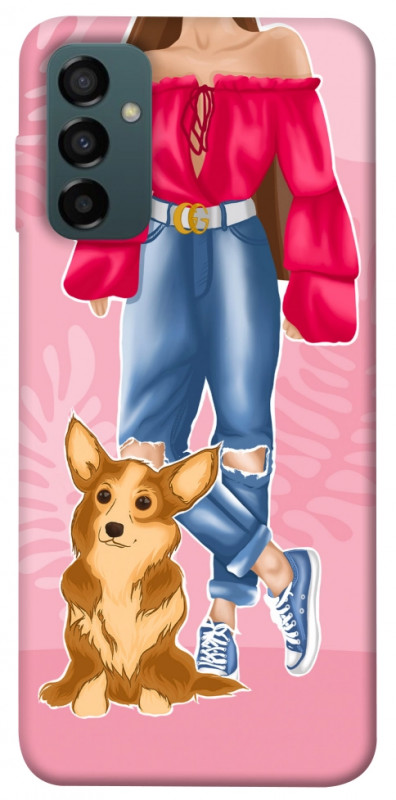 Чехол itsPrint Girl and corgi для Samsung Galaxy M34 5G, lifestyle, купить оптом с доставкой