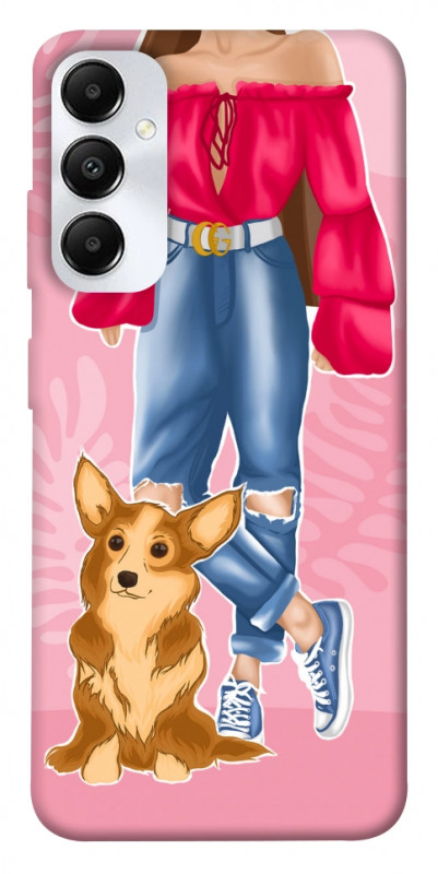 Чехол itsPrint Girl and corgi для Samsung Galaxy A05s, lifestyle, купить оптом с доставкой