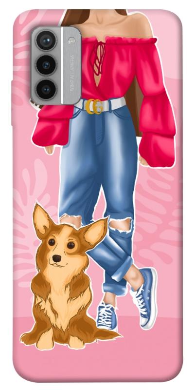 Чохол itsPrint Girl and corgi для Nokia G42, тварини, купити оптом з доставкою