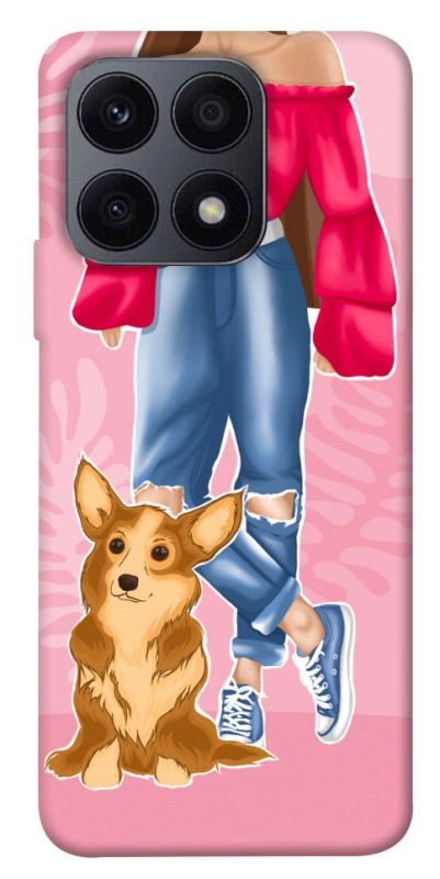 Чехол itsPrint Girl and corgi для Huawei Honor X8a, lifestyle, купить оптом с доставкой
