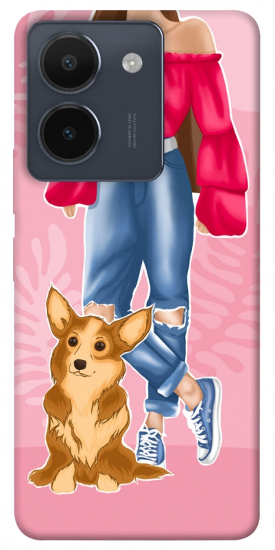 Чехол itsPrint Girl and corgi для Vivo Y36, lifestyle, купить оптом с доставкой