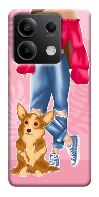 Чехол itsPrint Girl and corgi для Xiaomi Redmi Note 13 5G, lifestyle, купить оптом с доставкой