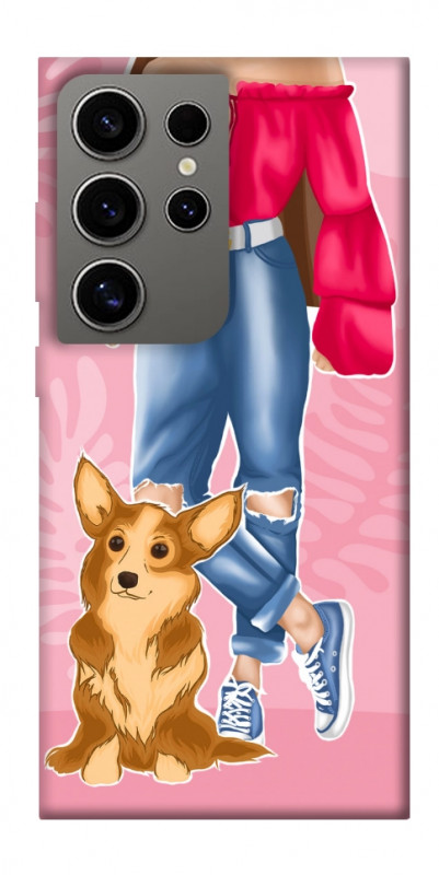Чехол itsPrint Girl and corgi для Samsung Galaxy S24 Ultra, lifestyle, купить оптом с доставкой