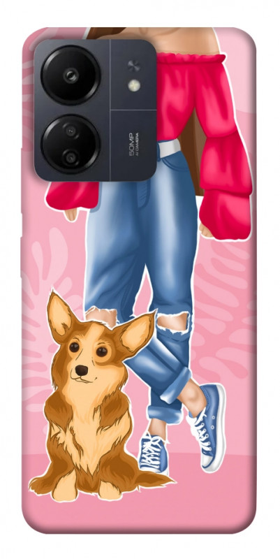 Чехол itsPrint Girl and corgi для Xiaomi Redmi 13C, lifestyle, купить оптом с доставкой
