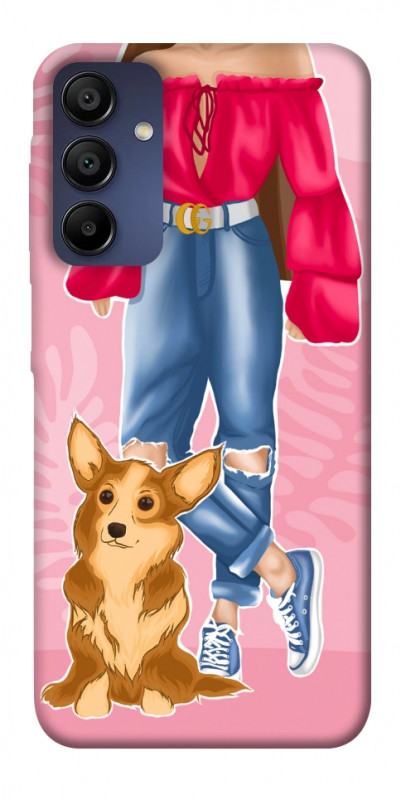 Чехол itsPrint Girl and corgi для Samsung Galaxy A15 4G/5G, lifestyle, купить оптом с доставкой