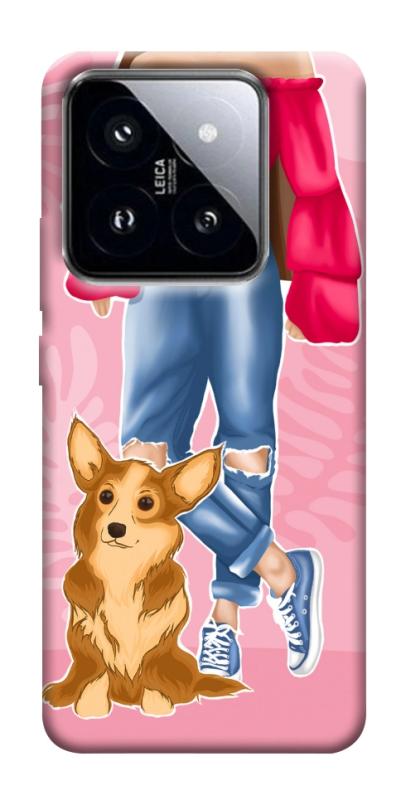 Чохол itsPrint Girl and corgi для Xiaomi 14 Pro, тварини, купити оптом з доставкою
