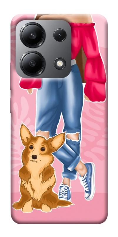 Чохол itsPrint Girl and corgi для Xiaomi Redmi Note 13 4G, тварини, купити оптом з доставкою