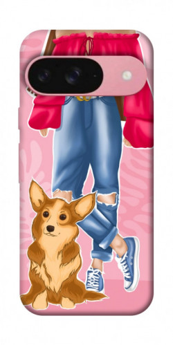 Чехол itsPrint Girl and corgi для Google Pixel 9