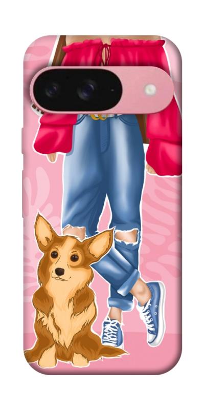 Чохол itsPrint Girl and corgi для Google Pixel 9, тварини, купити оптом з доставкою