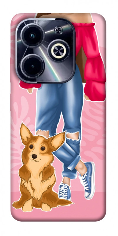 Чехол itsPrint Girl and corgi для Infinix Hot 40i, lifestyle, купить оптом с доставкой