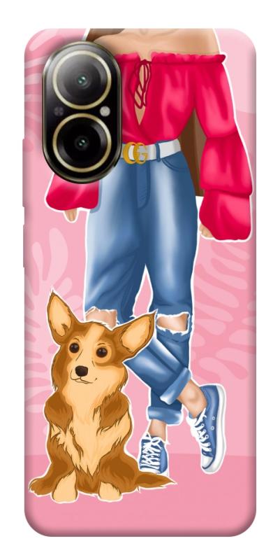 Чохол itsPrint Girl and corgi для Realme C67 4G, тварини, купити оптом з доставкою