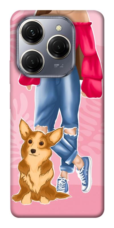 Чохол itsPrint Girl and corgi для TECNO Spark 20 Pro, тварини, купити оптом з доставкою