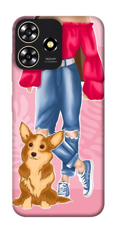 Чохол itsPrint Girl and corgi для ZTE Blade A73 4G, тварини, купити оптом з доставкою