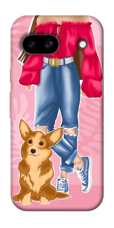 Чохол itsPrint Girl and corgi для Google Pixel 8a, тварини, купити оптом з доставкою