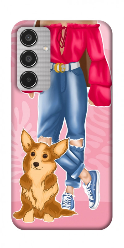 Чехол itsPrint Girl and corgi для Samsung Galaxy M35 5G, lifestyle, купить оптом с доставкой
