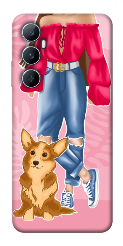 Чехол itsPrint Girl and corgi для Realme C65 4G, lifestyle, купить оптом с доставкой