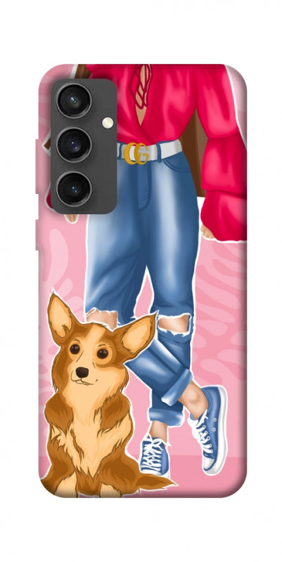 Чехол itsPrint Girl and corgi для Samsung Galaxy S24 FE, lifestyle, купить оптом с доставкой