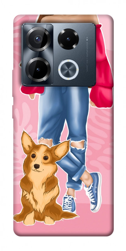 Чехол itsPrint Girl and corgi для Infinix Note 40 Pro 4G, lifestyle, купить оптом с доставкой