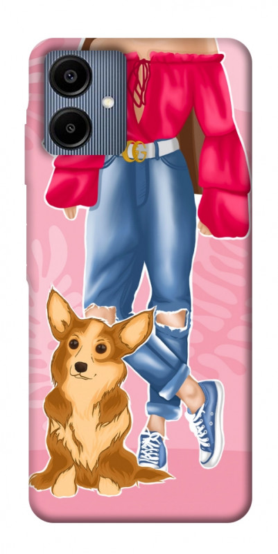 Чехол itsPrint Girl and corgi для Samsung Galaxy A06, lifestyle, купить оптом с доставкой