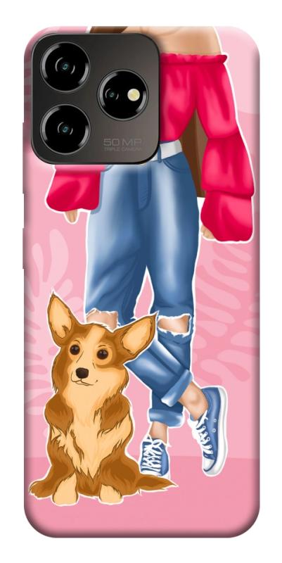 Чехол itsPrint Girl and corgi для ZTE Blade V50 Desing 4G, lifestyle, купить оптом с доставкой