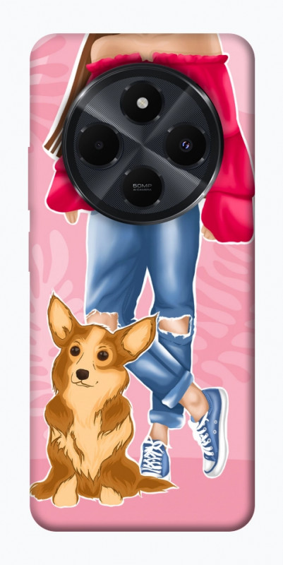 Чехол itsPrint Girl and corgi для Xiaomi Redmi 14C / Poco C75, lifestyle, купить оптом с доставкой