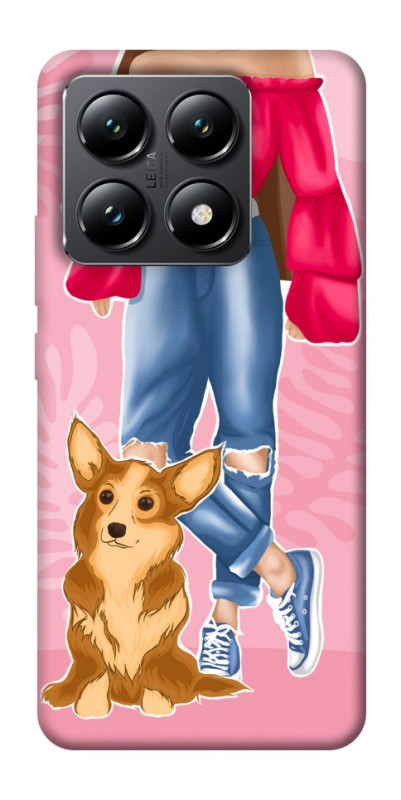 Чехол itsPrint Girl and corgi для Xiaomi 14T, lifestyle, купить оптом с доставкой
