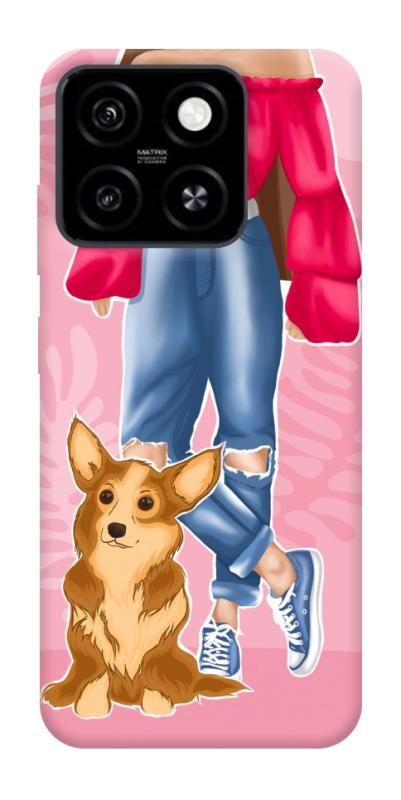 Чехол itsPrint Girl and corgi для ZTE Blade A55 4G, lifestyle, купить оптом с доставкой