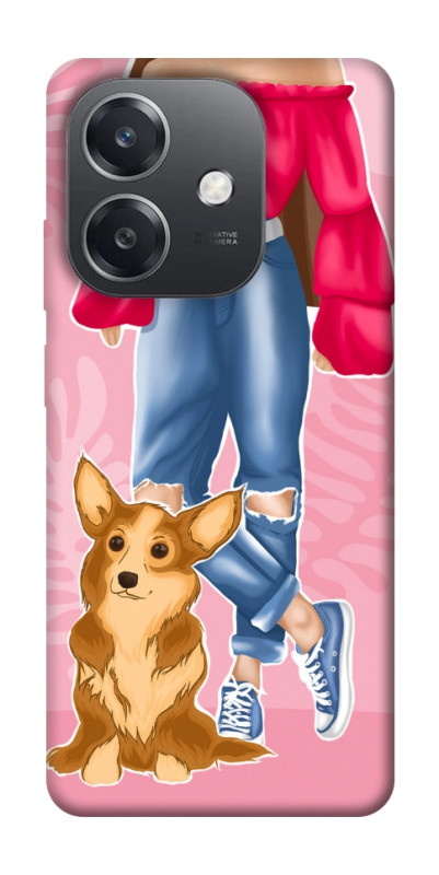 Чехол itsPrint Girl and corgi для Oppo A3 4G, lifestyle, купить оптом с доставкой