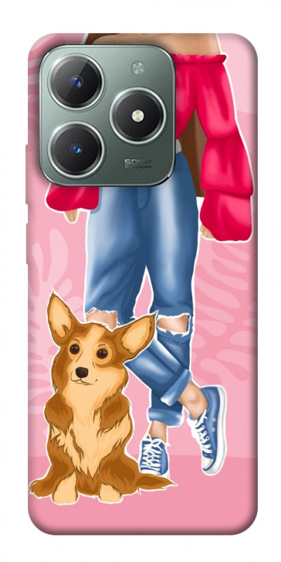 Чохол itsPrint Girl and corgi для Realme C61 4G, lifestyle, купити оптом з доставкою