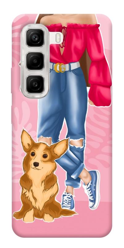 Чехол itsPrint Girl and corgi для Infinix Hot 50 4G, lifestyle, купить оптом с доставкой