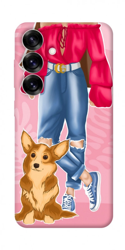 Чехол itsPrint Girl and corgi для Samsung Galaxy S25+, lifestyle, купить оптом с доставкой