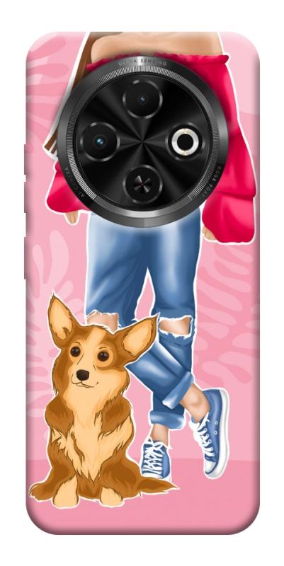 Чохол itsPrint Girl and corgi для TECNO Spark 30C, lifestyle, купити оптом з доставкою