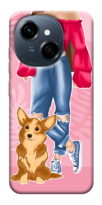 Чехол itsPrint Girl and corgi для TECNO Spark Go 1, lifestyle, купить оптом с доставкой