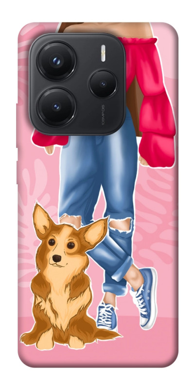 Чехол itsPrint Girl and corgi для Xiaomi Redmi Note 14 5G, lifestyle, купить оптом с доставкой