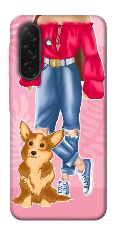 Чехол itsPrint Girl and corgi для Samsung Galaxy A26 5G, lifestyle, купить оптом с доставкой