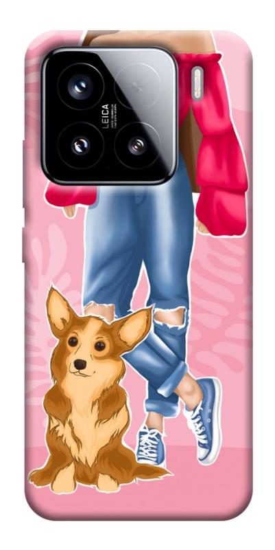 Чехол itsPrint Girl and corgi для Xiaomi 15, lifestyle, купить оптом с доставкой